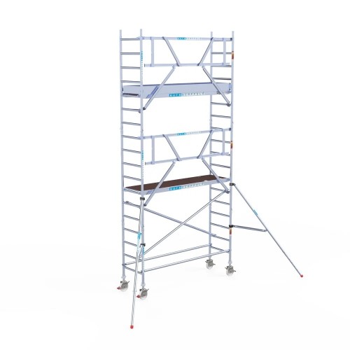 Alumiiniumtellingud 75х250 6,2 m töökõrgus* koos kokkupandavate piiretega ühel küljel