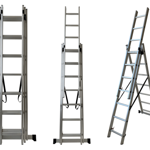 Buitinės trijų sekcijų kopėčios 9 laipteliai Buitinės trijų sekcijų kopėčios 9 laipteliai