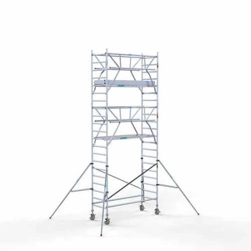 Аliumininiai pastoliai su sulankstomomis apsaugomis iš dviejų pusių 90x250 7,2 m darbinis aukštis*