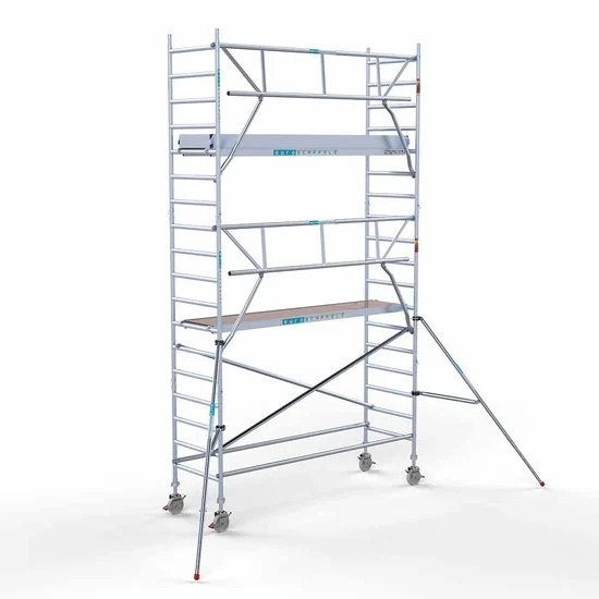 Аliumininiai pastoliai 90х305 6,2 m darbinis aukštis* su sulankstomomis apsaugomis iš 1 pusės Аliumininiai pastoliai 90х305 6,2 m darbinis aukštis* su sulankstomomis apsaugomis iš 1 pusės