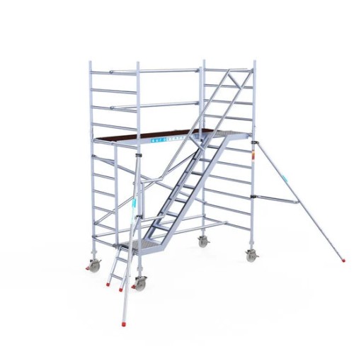 Aliumininiai pastoliai su laiptais 135х250 4,2 m darbinis aukštis* Aliumininiai pastoliai su laiptais 135х250 4,2 m darbinis aukštis*