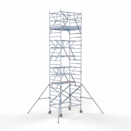 Алюминиевая башня 135х190 8,2 м рабочая высота + складные ограждения с 2 сторон Алюминиевая башня 135х190 8,2 м рабочая высота + складные ограждения с 2 сторон