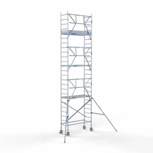 Аliumininiai pastoliai 75х190 8,2 m darbinis aukštis* anglies platforma su sulankstomomis apsaugomis iš 1 pusės