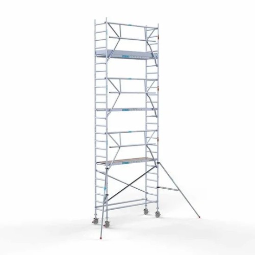 Аliumininiai pastoliai 75х250 8,2 m darbinis aukštis* anglies platforma su sulankstomomis apsaugomis iš 1 pusės