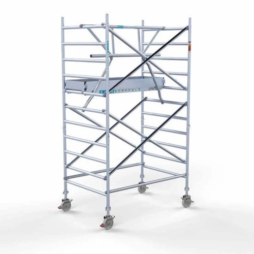 Аliumininiai pastoliai 135х190 4,2 m darbinis aukštis* su sulankstomomis apsaugomis iš 1 pusės