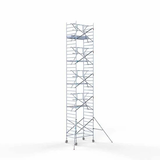 Аliumininiai pastoliai 135х190 11,2 m darbinis aukštis* anglies platforma su sulankstomomis apsaugomis iš 1 pusės