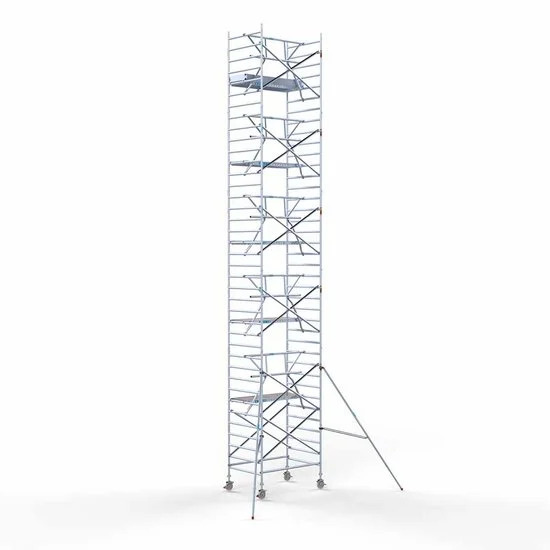 Аliumininiai pastoliai 135х190 12,2 m darbinis aukštis* anglies platforma su sulankstomomis apsaugomis iš 1 pusės