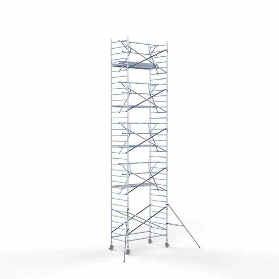 Аliumininiai pastoliai 135х250 11,2 m darbinis aukštis* anglies platforma su sulankstomomis apsaugomis iš 1 pusės