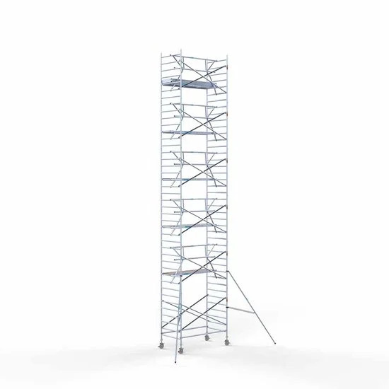 Аliumininiai pastoliai 135х250 13,2 m darbinis aukštis* anglies platforma su sulankstomomis apsaugomis iš 1 pusės