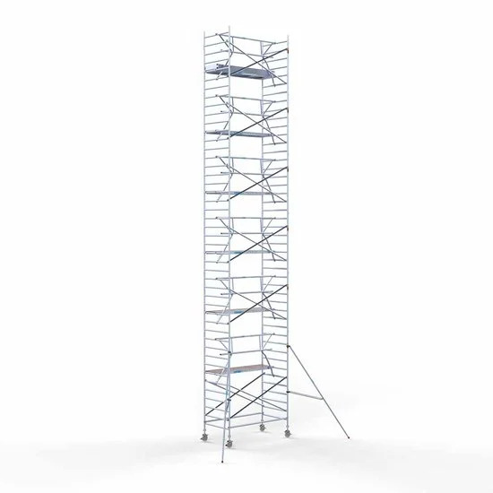 Аliumininiai pastoliai 135х250 14,2 m darbinis aukštis* anglies platforma su sulankstomomis apsaugomis iš 1 pusės
