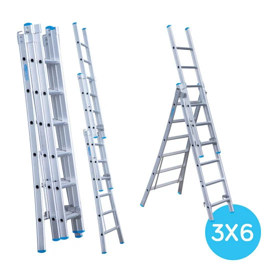 Three section wide ladder 3x6 steps